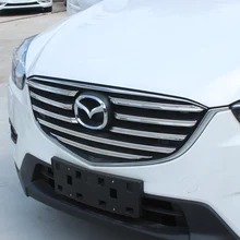 KOUVI 9pcs/set ABS CHROME FRONT GRILL GRILLE COVER TRIM GUARD MOLDING ACCESSORIES FIT FOR 2015 2016 MAZDA CX-5 CX5 abs chrome front grille grill cover trim ring auto exterior accessories 6402a313 for mitsubishi asx 2013 2015