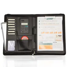 Портативный Бизнес Портфель Padfolio папка для документов сумка органайзер A4 из искусственной кожи застежка-молния калькулятор блокнот
