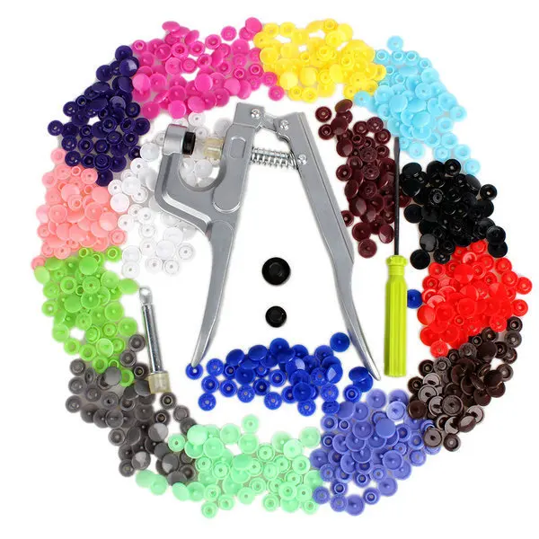 15 Colors 150/Set T5 Snap Poppers Plastic Resin Buttons Sewing Supplies
