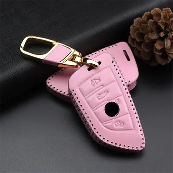 

Pink Car Key Cover with Leather Key Ring Holder Sets for BMW X1 X5 X6 2018 525i M760Li 740li 730 Series Car Interior Accessories