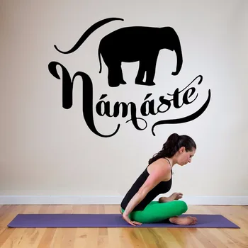 

Wall Decal Sticker bedroom yoga namaste quote elephant hindu ganesha lord