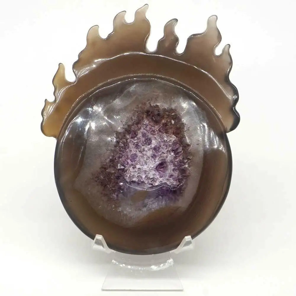 

5.31" Sun Figurine Natural Gemstone Agate Geode Crystal Healing Statue Decor