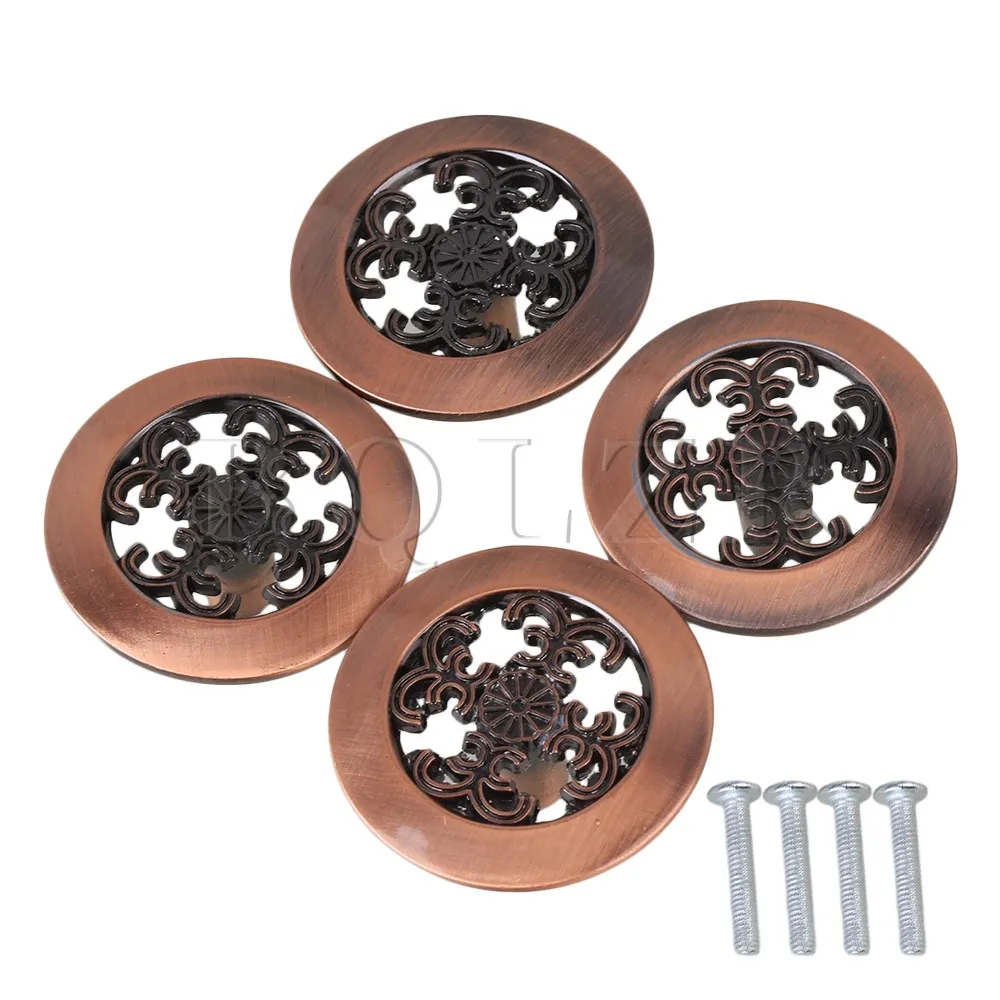 

BQLZR 4PCS Red Bronze Vintage Cabinet Knob Pull Handle for Caebinet Drawer
