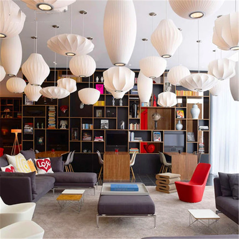 

japan Silk Pendant Light Staircase Danish Dining Hall Bar Clothing Shop Pendant Lamps Lantern Lampshade Restaurant Tatami Lustre