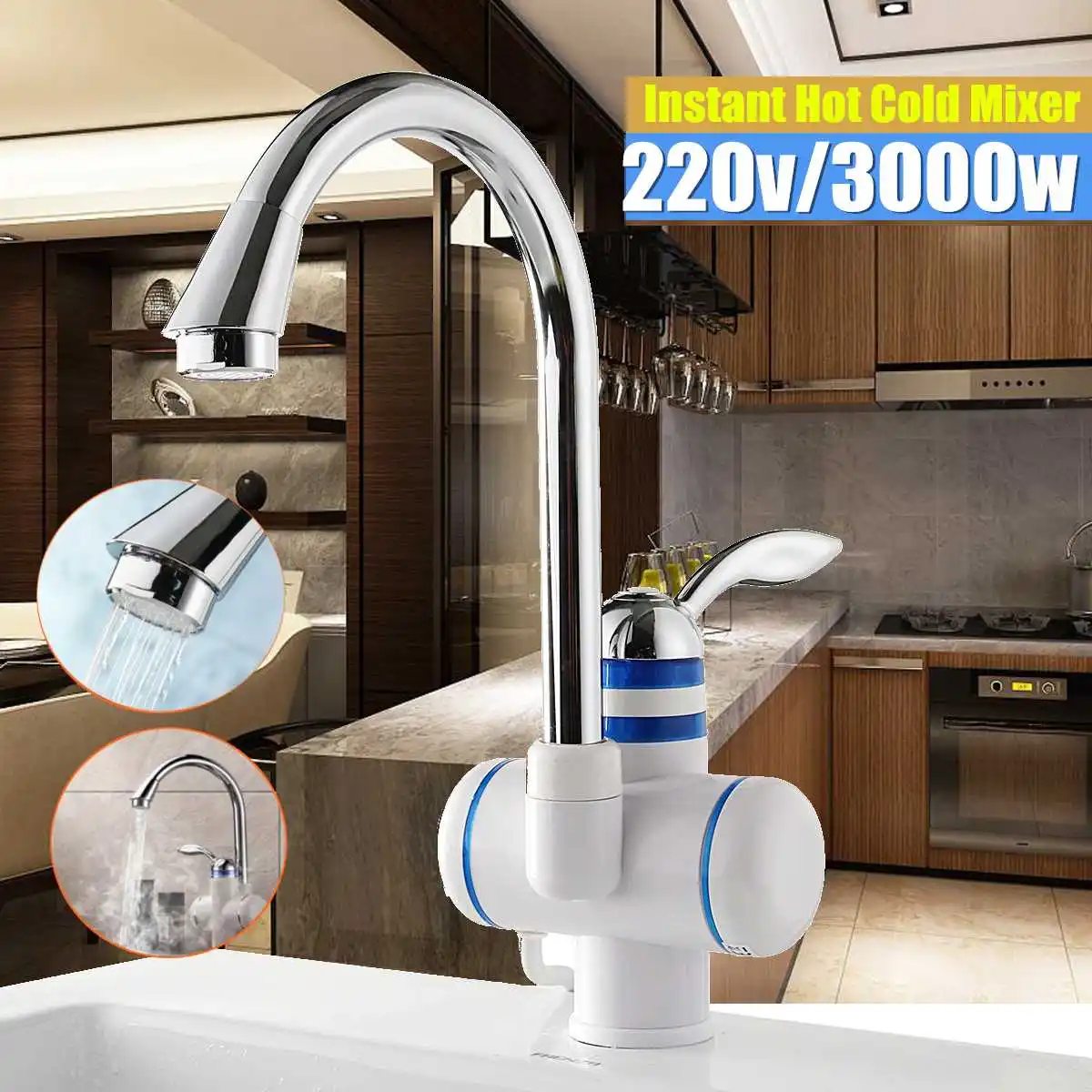 

220V Water Heater Tap Temperature LED Digital Display Electric Instant Heating Kitchen Bathroom Tap Heater Electric Hot Faucet