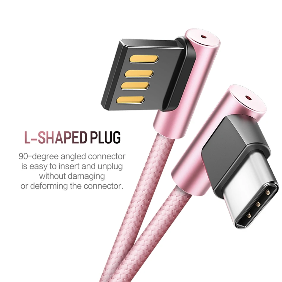 ROCK usb type-C кабель двойной L гибкий металлический 2.0A Быстрый usb type C зарядный кабель для type C кабель зарядное устройство для samsung/Xiaomi