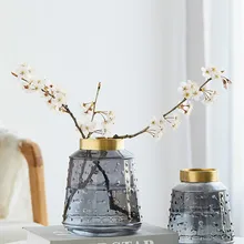 Скандинавский стиль, креативная современная простая стеклянная ваза, золотой ободок, украшение для дома, гостиная, прозрачная ваза, Золотая ваза