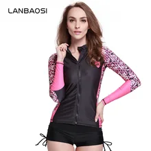 LANBAOSI Rugaurd женщин Плавание Серфинг рубашка с длинным рукавом костюм для похудения женские подводное плавание воды спортивные костюмы топ