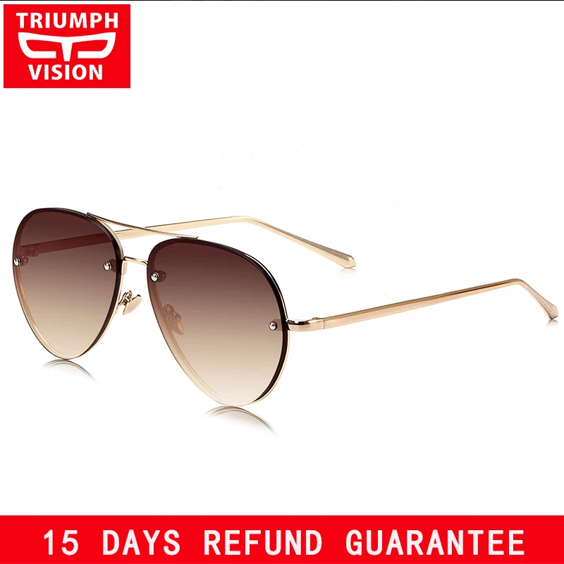 TRIUMPH VISION Pilot Rimless Sluneční brýle pro ženy Elegantní přechodový objektiv Dámské slunečníky Kovové klasické značkové odstíny