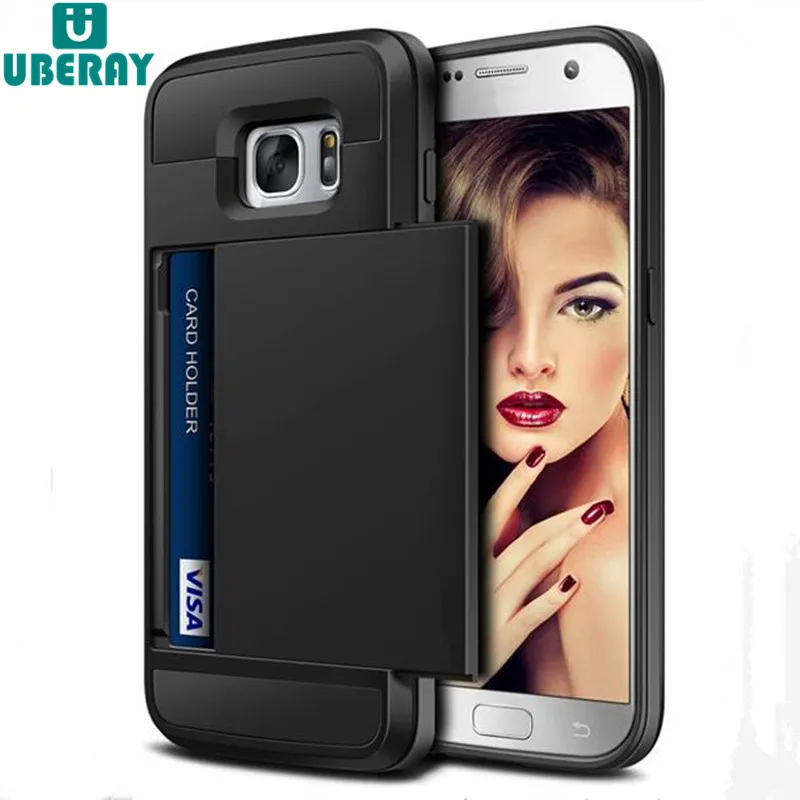 

Luxury Card Slider Wallet Card Holder Slot Case for Samsung Galaxy S8 Plus S6 S7 Edge Note 8 Shockproof Armor Protective Cover