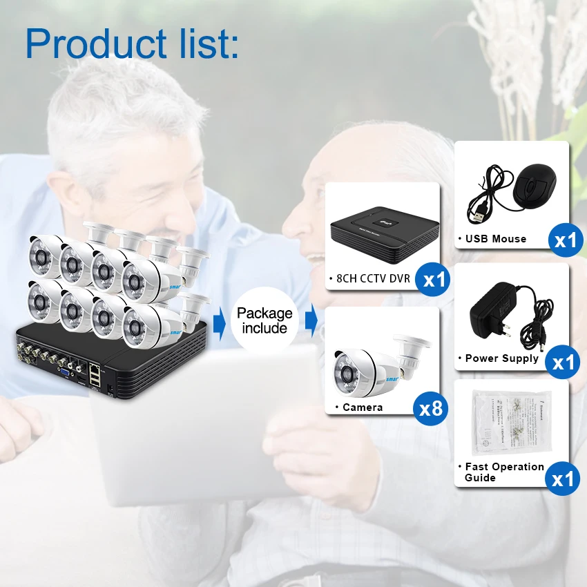  Smar 8CH 1080P HDMI Output DVR AHD CCTV System 8PCS 1.0MP/2.0MP Outdoor Camera P2P Video Home Secur - 32953919976