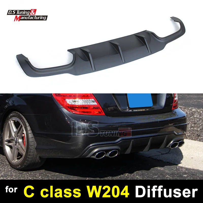 Gloss Black Rear Spats – Bumper Lip Diffuser Splitters For Mercedes-Benz C-Class – 2-Piece Set