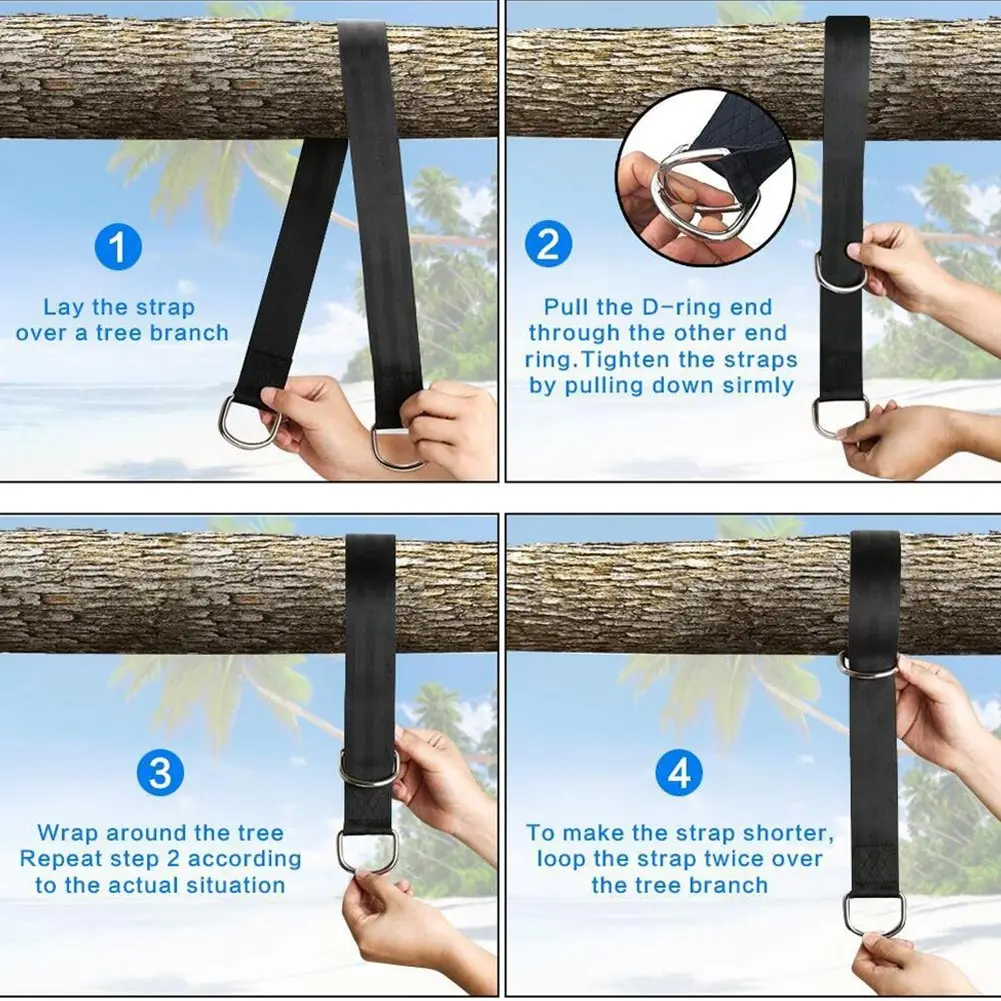 

Tree Swing Hanging Kit Two Tree Straps with Safer Lock Snap Carabiners for Swings Hammocks FK88