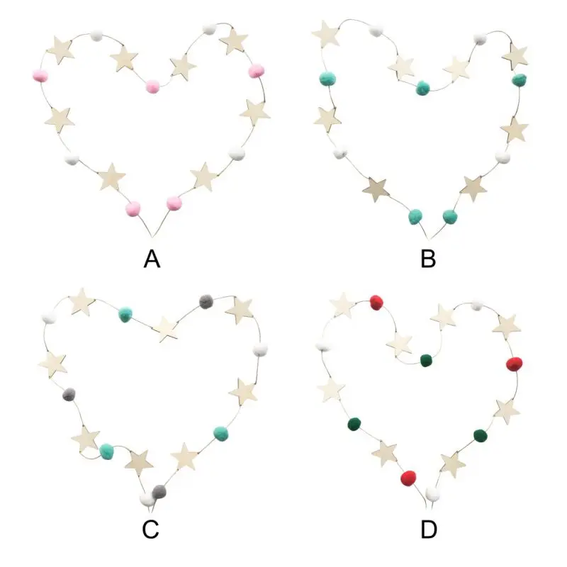 

Nordic INS style DIY Felt Balls and Wood Stars Hanging Decoration Pendant Garland Ornament for Children Room Birthday Wedding