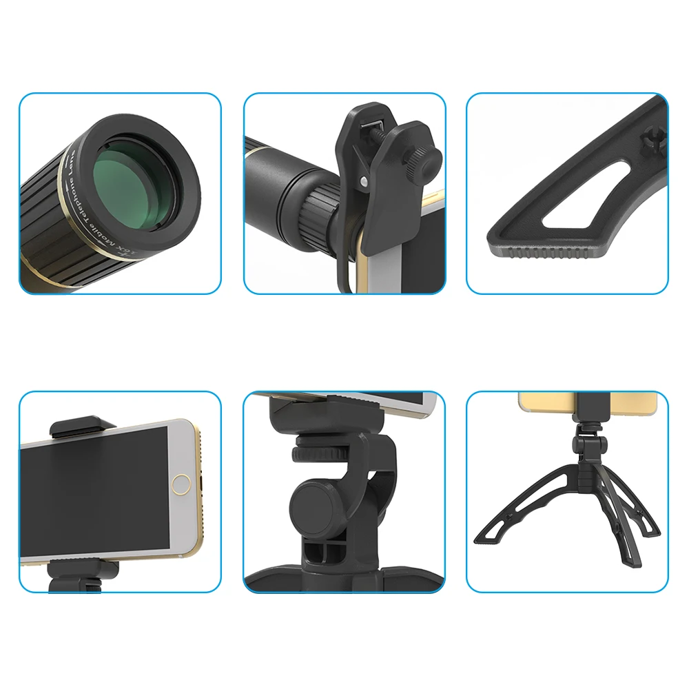 APEXEL Phone Camera Lens Kit universal Metal 16x Telescope telephoto lens+selfie tripod+ 3 in 1 lens for Samsung iPhone and Android 12 6