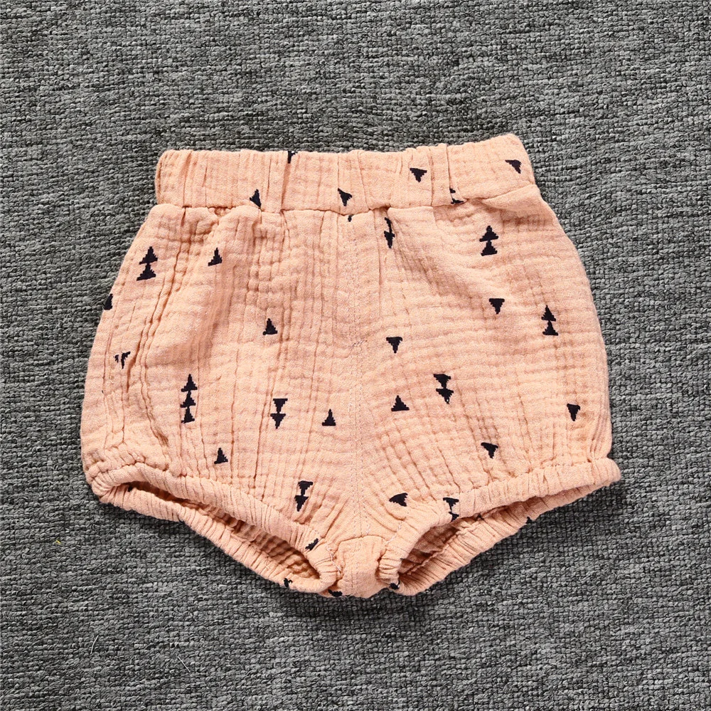 0-5Y Kawaii Newborn Baby Bloomers Shorts PP Pants Cotton Linen Triangle Solid Dot Girls Shorts Summer Trouser Toddler