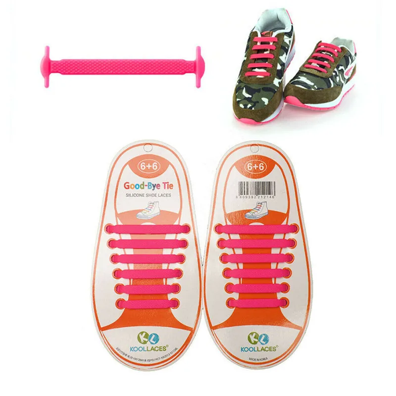 12Pcs Elastic Rubber Silicone Easy No Tie Shoelaces Shoe Laces For Adults Kids U