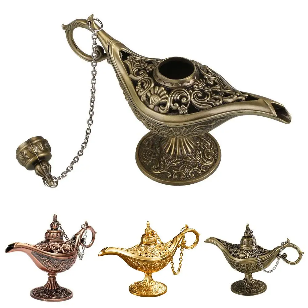 

Fairy Tale Vintage Magic Lamp Tea Pot Zinc Alloy Office Home Desktop Decor Collection Genie Lamp Vintage Retro Toy