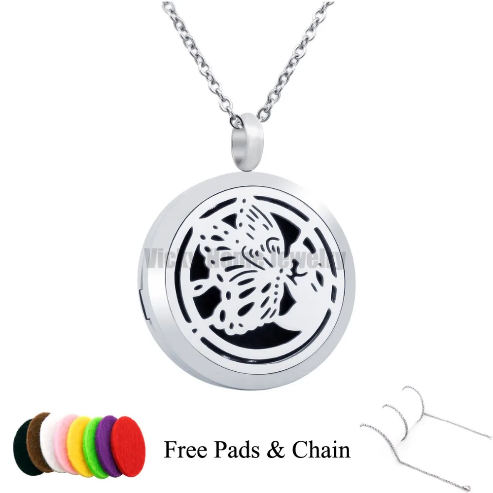 

Free Chain!! Butterfly 30mm 316 Stainless Steel Essential Oils Diffuser Locket Pendant Aroma Locket drop shipping