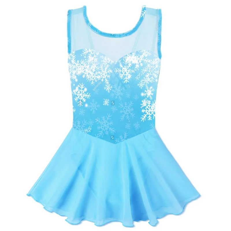 BAOHULU/платье снежинки Эльзы без рукавов для девочек; балетный костюм для подростков; сетчатый хлопковый гимнастический купальник; детская Одежда для танцев - Цвет: Синий