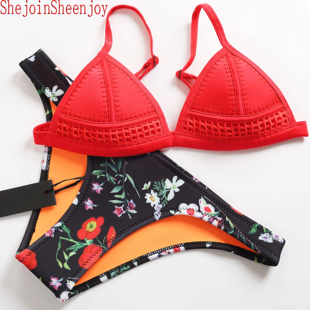 Cheeckly Bikini 2017 Mesh Print's Swimsuit Women New Sexy Neoprene