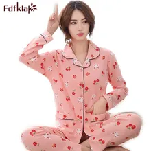 Fdfklak M-3XL плюс Размеры Для женщин пижамы с длинными рукавами и принтом Pijama Sexy Наборы для ухода за кожей женские спальные одежда Для женщин пижамы Наборы для ухода за кожей q449