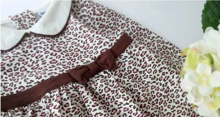 Высокая Качественный 100% хлопок Leopard Одежда для малышей Комплект Платье для маленьких девочек малышей осень новорожденных Обувь для