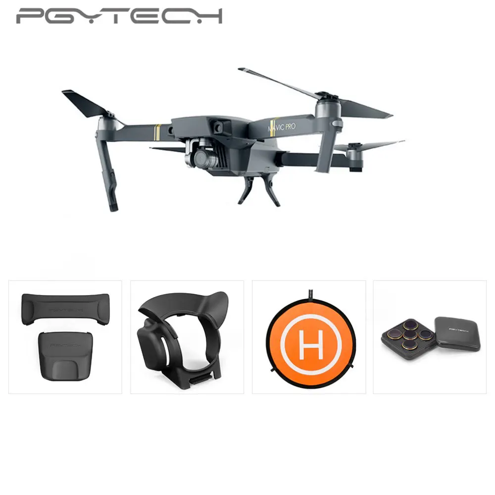 

PGYTECH 4pcs Set Include 75CM Fast-fold Landing Pad & Propellers Motor & Lens Hood&5pc HD Lens Filter Set for DJI Mavic Pro