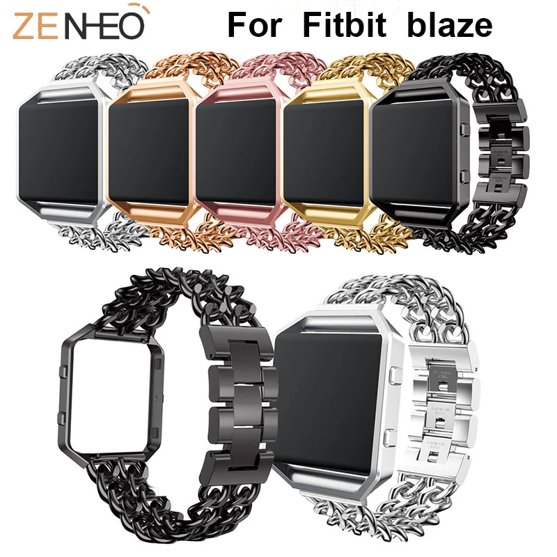 Correa de de doble cadena para Fitbit blaze, correa de Metal de acero inoxidable, accesorios de repuesto|Correas de reloj| - AliExpress