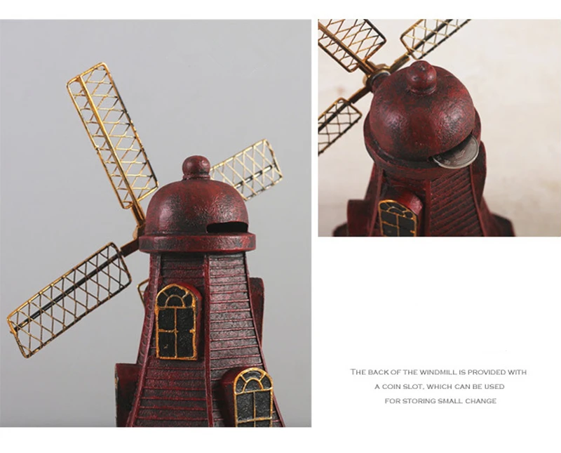 4 цвета, винтажная статуя голландской ветряной мельницы из смолы, креативная копилка для рабочего стола, аксессуары для домашнего декора, украшения, подарки для детей 66