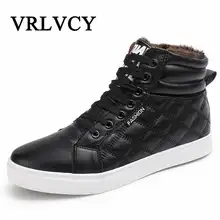2018 New Hot Men Shoes Fashion Warm Fur Winter Men Leather Boots Waterproof Snow Boots Footwear High Top Canvas Casual Shoes Men