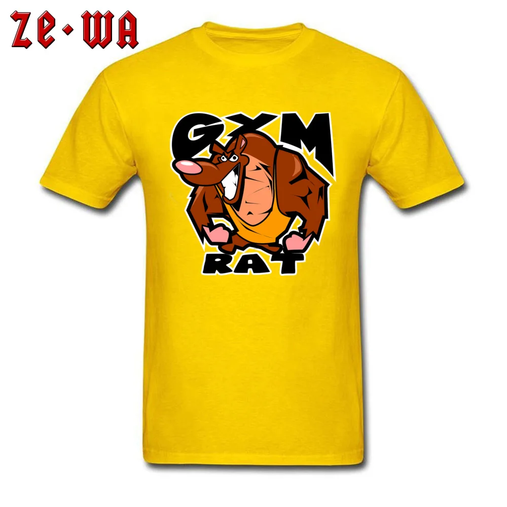 Gym Rat T-shirts for Men Unique Summer Fall Tops & Tees Short Sleeve Cheap Slim Fit Tops Tees O-Neck Pure Cotton Gym Rat yellow