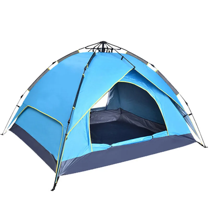 Outdoor Full-automatic Double-deck Tent Outdoor Tourism Tentlarge Tent Wild 3-4persons Garden Pergola Awning 215*215*140cm