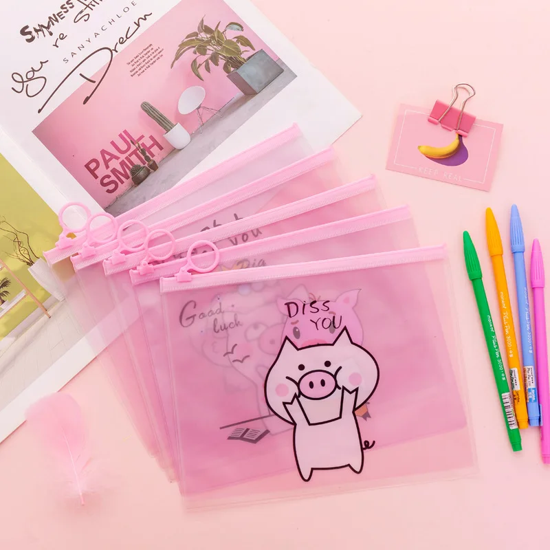 

Cartoon Pig Unicorn Pencil Case Cactus Transparent pen pouch Kawaii stationery Gift Big capacity Storage bag school supplies