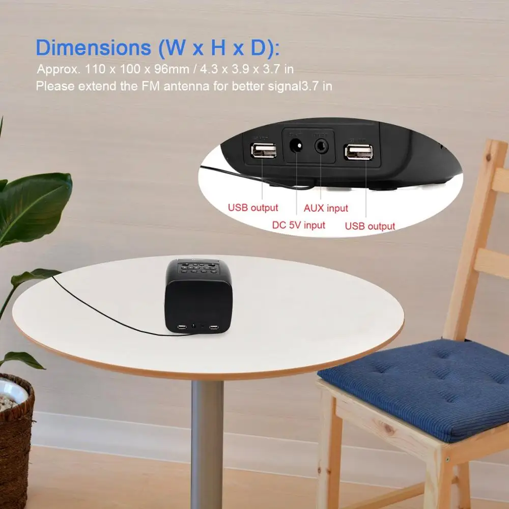 TIVDIO CL 11B цифровой динамик bluetooth двойной будильник fm радио с таймером сна Повтор