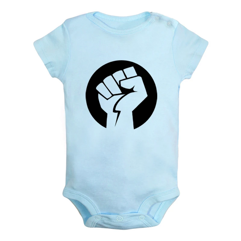 Black Power Fist Newborn Jumpsuit Baby Short Sleeve Romper Bodysuit Clothes Sets 