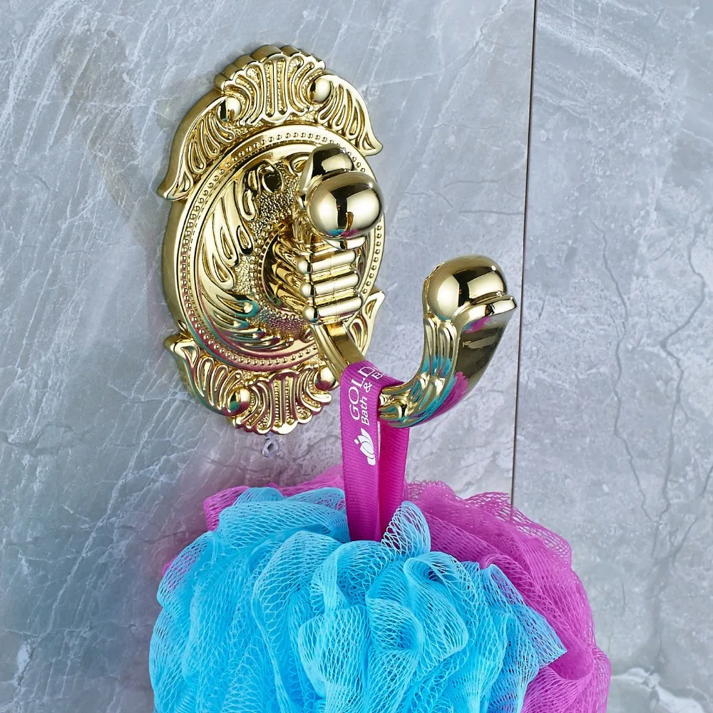 

Free Shipping Gold Color Bathroom Towel Hook Wall Mounted Clothes Robe Hanger