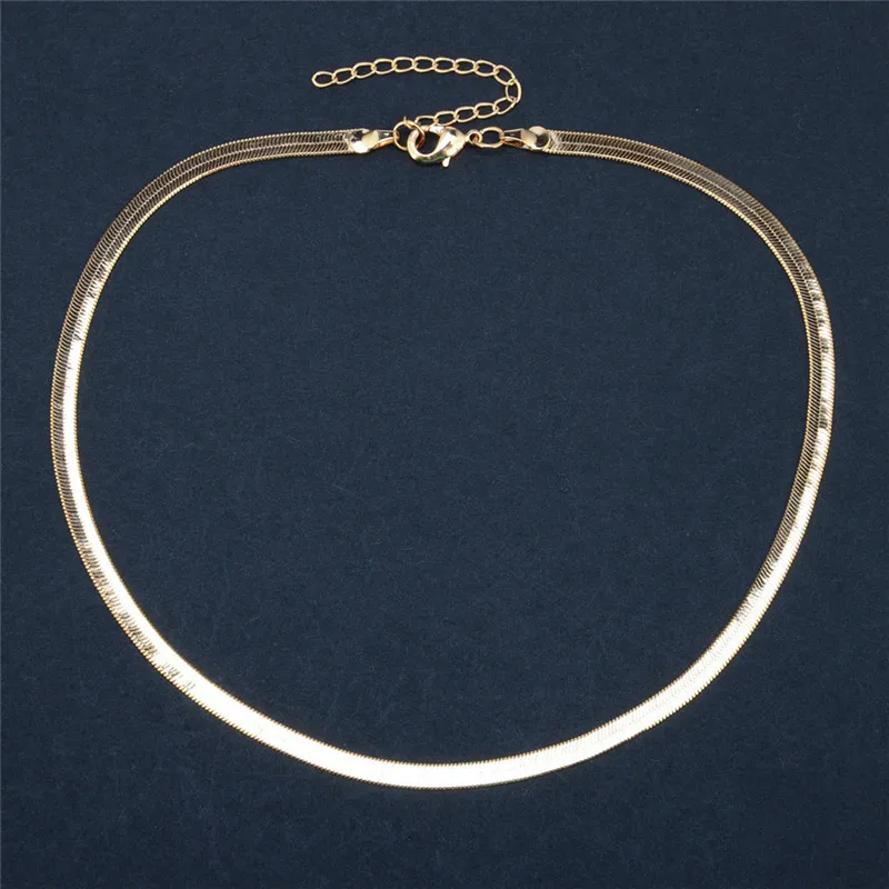 Mostyle Новое поступление ширина 3 мм женское плоское Золотое колье винтажная цепочка Ожерелье для женщин ювелирные изделия