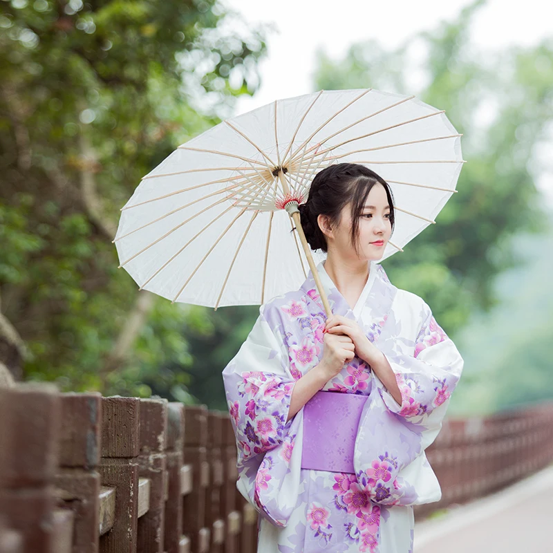 

Print Floral Elegant Girl Dress Gown Japanese Lady Kimono Classic Yukata With Obi Vintage Dance Show Clothes Cosplay Costume