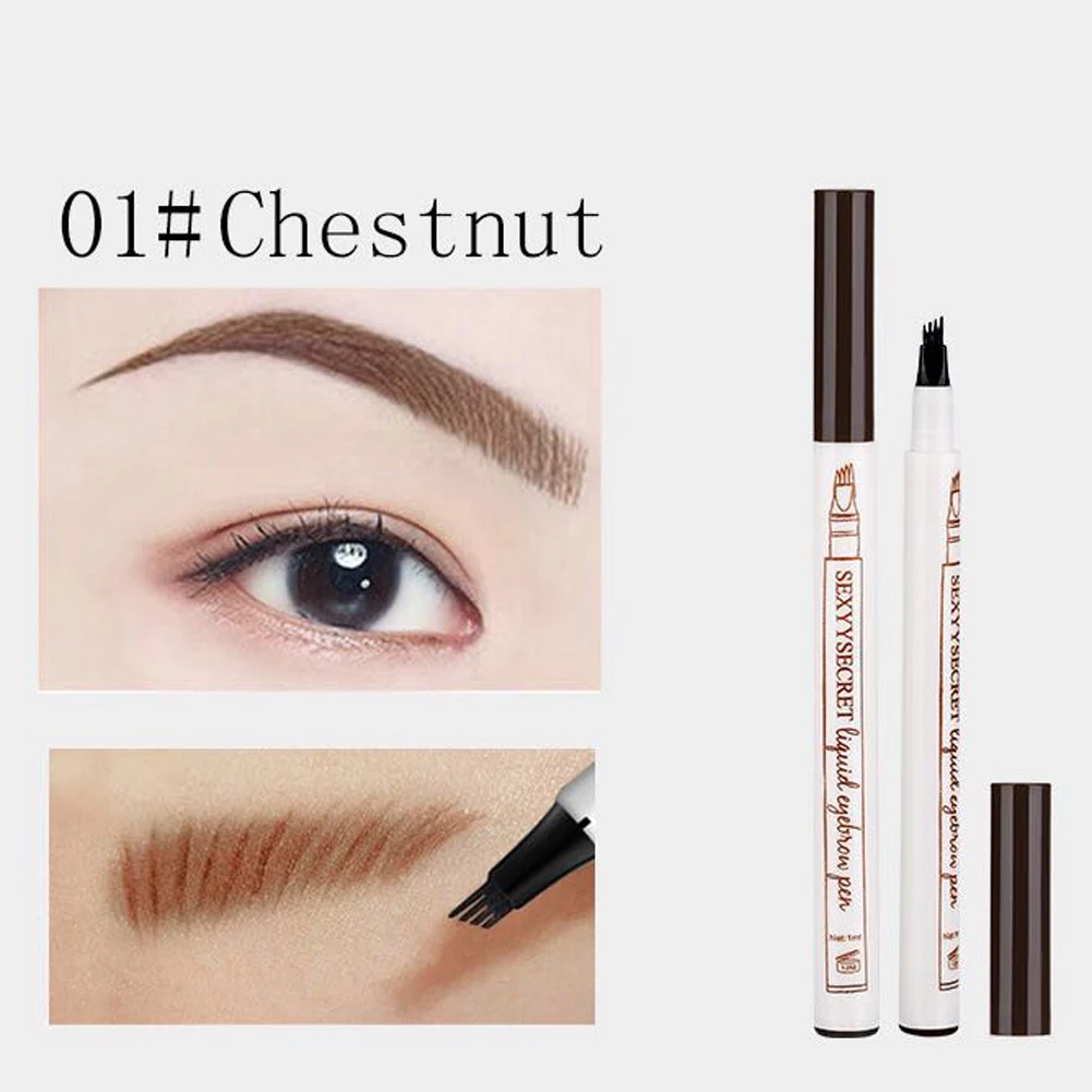 Chestnut 4 цвета, микроблейдинг, ручка для бровей, водостойкая, вилка, кончик, карандаш для бровей, карандаш для татуировки, долговечный, тонкий, эскиз, жидкий карандаш для бровей - Цвет: Chestnut