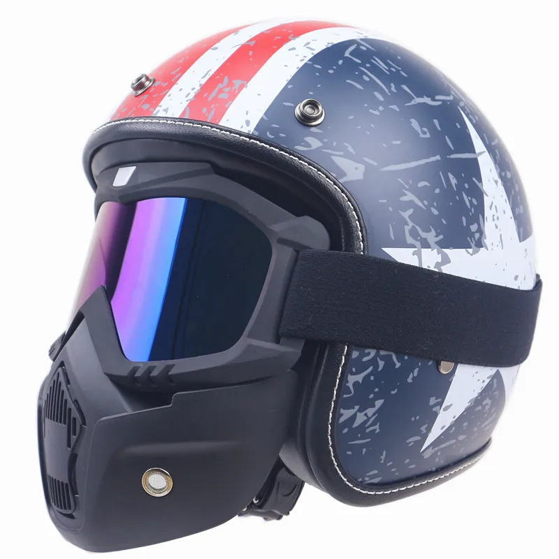 ZR052 серии 3/4 jet мотоциклетный шлем DOT утвержден старинный капитан дизайн с маской