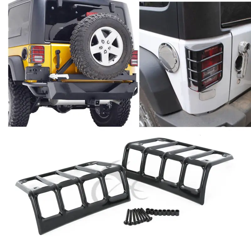 

Steel Metal Rear Tail Light Protector Guards Covers For 07-16 Jeep Wrangler JK