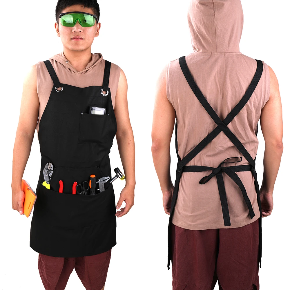 

Portable Adjustable Canvas Work Apron with Multiple Pockets for Tools Storage Tool Container