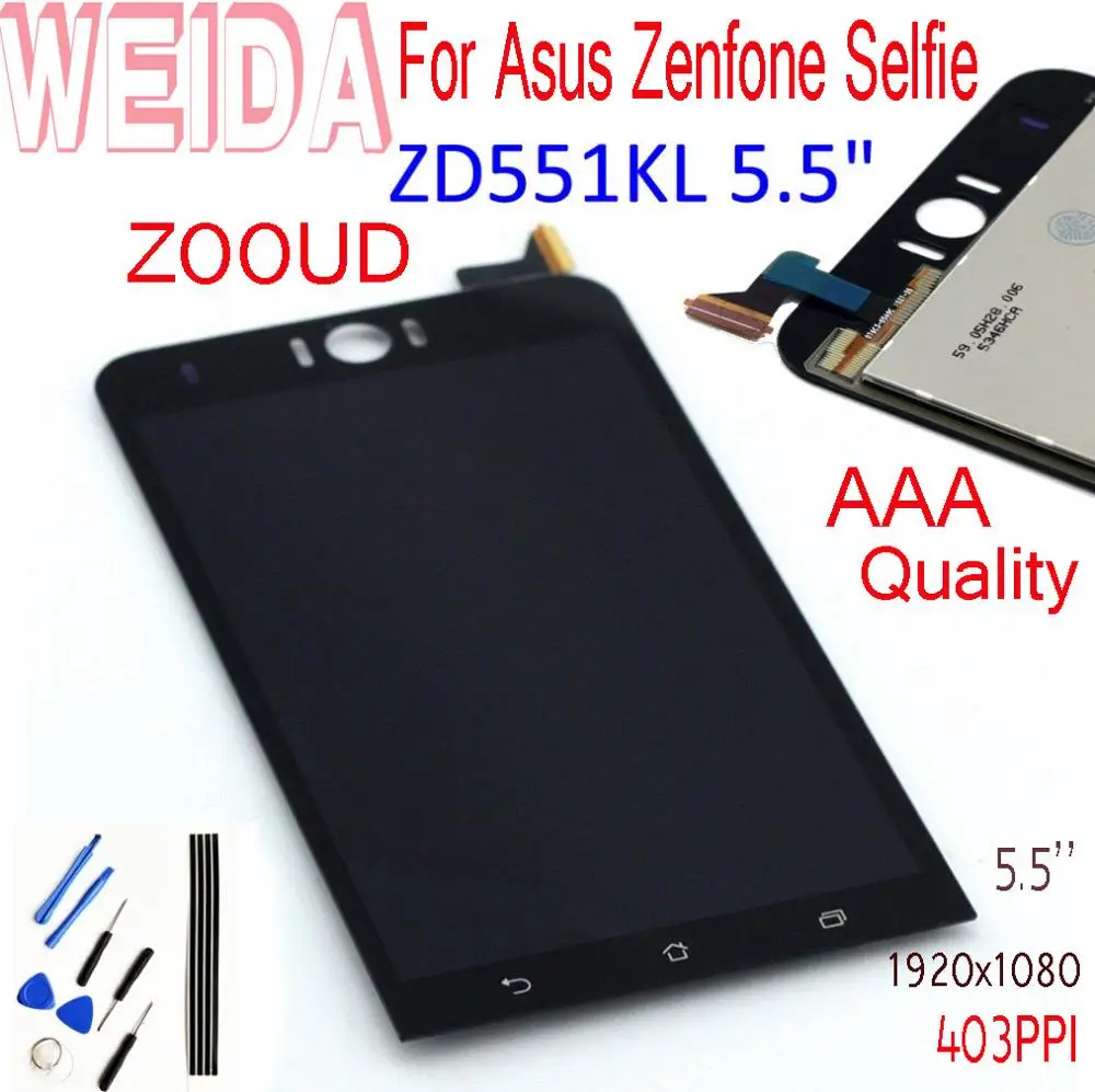 ЖК дисплей 5 дюйма для Asus Zenfone Selfie ZD551KL Z00UD панель с сенсорным экраном дигитайзер