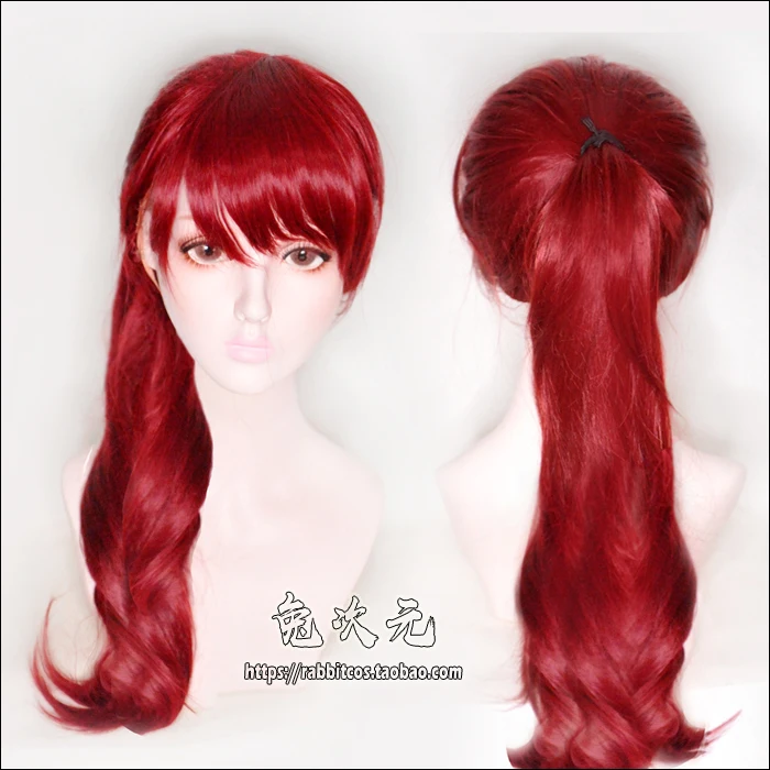 Anime Persona 5 P5R Yoshizawa Kasumi Cosplay Wigs Long Red Ponytail Heat Resistant Synthetic Hair Wig+ Wig Cap