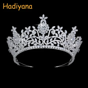 

Tiaras And Crowns HADIYANA Elegant Bridal Hair Accessories Party Wedding Jewelry For Women Cubic Zircon BC4624 Accesorios Mujer
