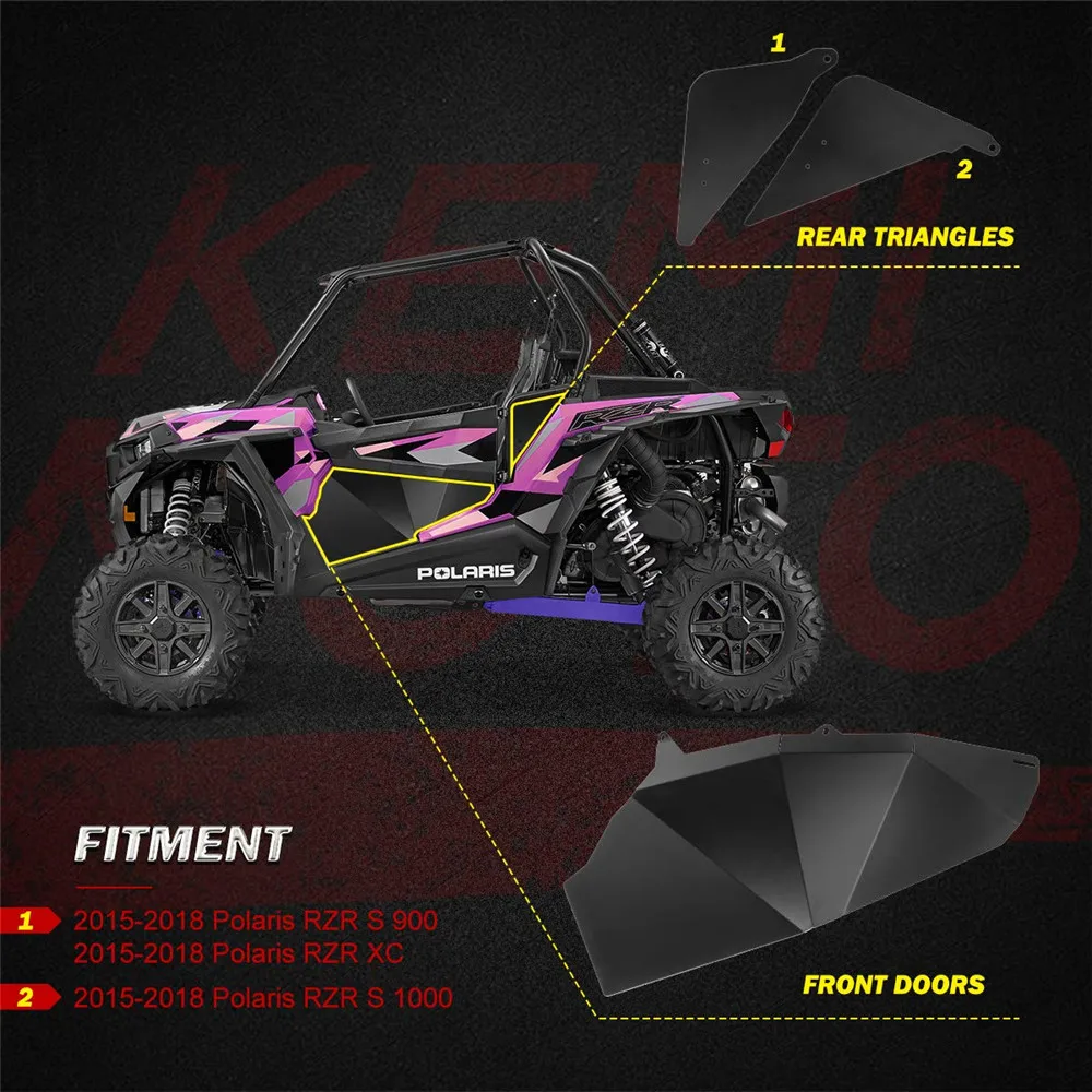 Kemimoto utv для Polaris RZR 900 XC RZR-S 900 RZR-S 1000 ниже двери Панель вставки 2015 2016 2017 utv двери защита