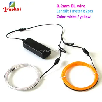 

1M Custom 2pieces color 3.2mm Flexible EL Wire Rope Tube Neon glowing Light with 3V inverter For Toys/Craft,Car,Party Decoration