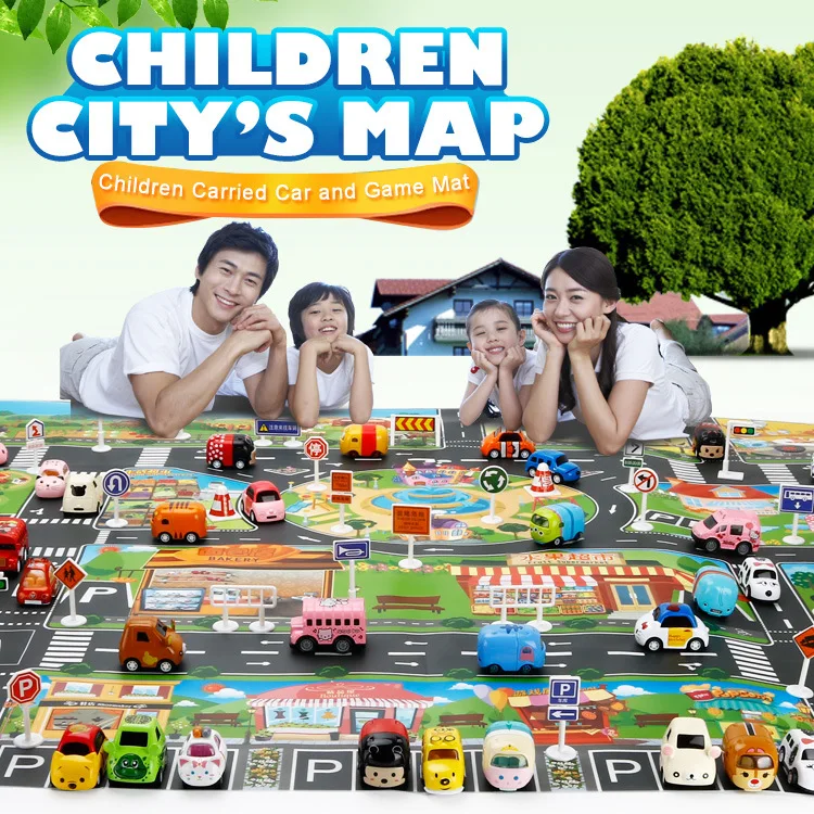 Rodovia de Tráfego de Estrada Esteira do Jogo do Bebê Educativos para Crianças Tapete Cidade Cena Mapa Jogo Brinquedos Jogos Ginásio 2 Tapete cidade estrada cena tráfego estrada mapa