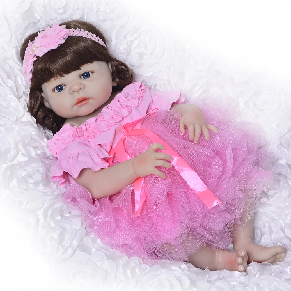 22 &quotгладкая белая кожа силикон reborn baby dolls девочка тело игрушка куклы Bebe живой com